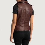 Rhonda Maroon Leather Biker Vest - Image 2