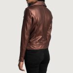 Rumy Maroon Leather Biker Jacket - Image 2