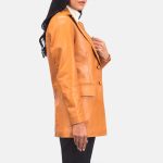 Marilyn Tan Brown Leather Blazer - Image 2