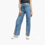 Wide Leg Jean with Patch Pocket - Mid Blue - Image 2