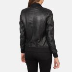 Bliss Black Leather Bomber Jacket - Image 2
