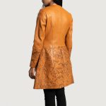 Sandy Tan Dye Leather Coat - Image 2