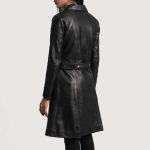 Moonlight Black Leather Trench Coat - Image 2