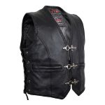 Motorcycle Biker Leather Vest with Carabiner